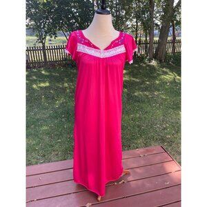 Pink Nightgown With Embroidered Lace Cap Sleeves Natalie Creative Womens Medium